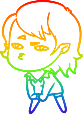 Gökkuşağı gradyan çizimi Bir insan tarafından çizilen vampir kız çizgi