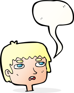 bir insan tarafından çizilmiş konuşma baloncuklu mutsuz bir yüz.