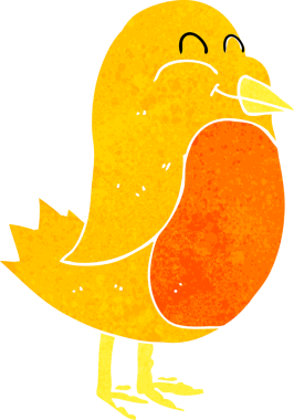 Bir insan tarafından çizilmiş çizgi film kuşu.