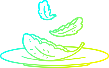 Bir insan tarafından çizilmiş salata yapraklarının soğuk gradyan çizgileri.