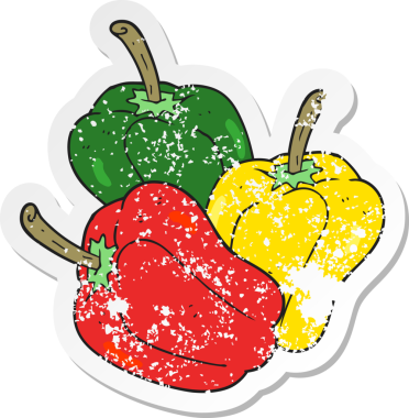 Bir insan tarafından çizilmiş karikatür biberinin gerilimli yapıştırması.