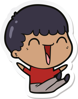 Bir insan tarafından çizilmiş mutlu bir adamın karikatür çıkartması.