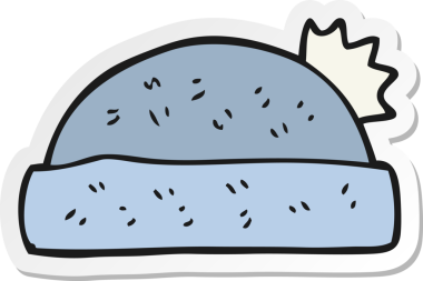 Bir insan tarafından çizilmiş bir kış şapkasının çıkartması.