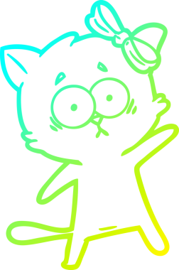 Bir insan tarafından çizilen çizgi film kedisinin soğuk gradyan çizgisi.