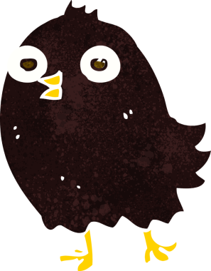 Bir insan tarafından çizilmiş komik çizgi film kuşu.