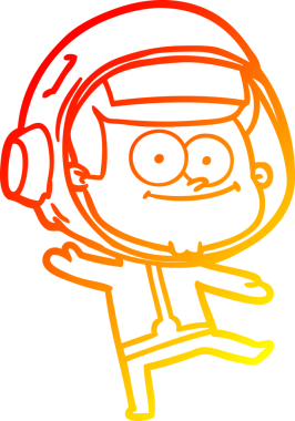 Bir insan tarafından çizilmiş mutlu bir astronot çizgi filminin sıcak gradyan çizimi