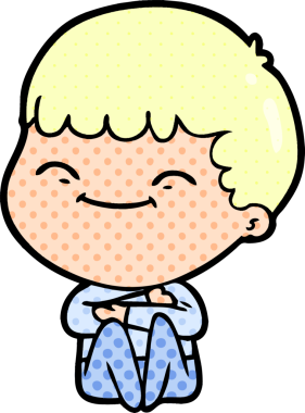 Bir insan tarafından çizilmiş gülümseyen çocuk.