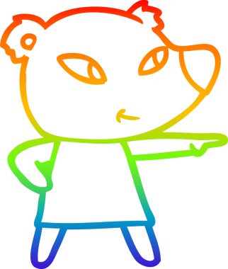 Gökkuşağı gradyan çizgisi bir insan tarafından çizilmiş şirin bir çizgi film ayısının çizimi