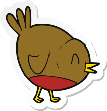 Bir insan tarafından çizilmiş robin kuşunun çıkartması.