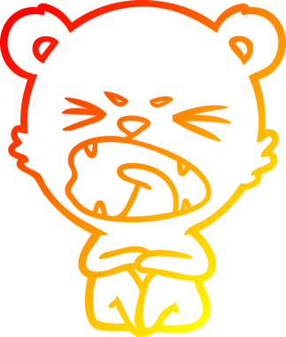 Bir insan tarafından çizilmiş kızgın bir çizgi film ayısının sıcak çizgi çizimi