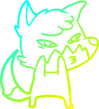 Bir insan tarafından çizilmiş akıllı bir tilkinin soğuk çizgi çizimi.