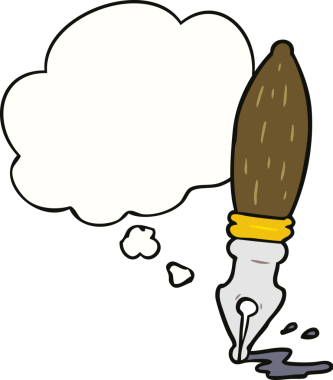 Bir insan tarafından çizilmiş düşünce baloncuklu çizgi film kalemi.