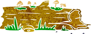 Bir insan tarafından çizilmiş bir ağaç kütüğünün el çizimi karikatürü.