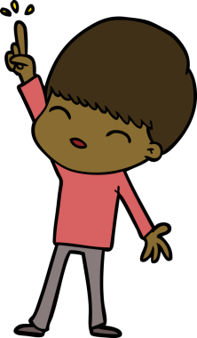 Bir insan tarafından çizilmiş mutlu çizgi film çocuğu.