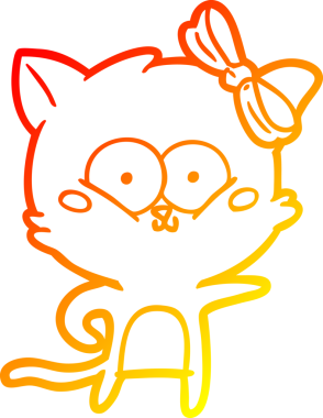 Bir insan tarafından çizilmiş çizgi film kedisinin sıcak çizgi çizimi