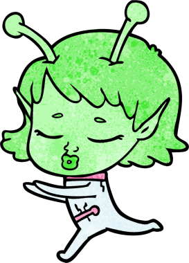 Bir insan tarafından çizilmiş uzaylı kız.