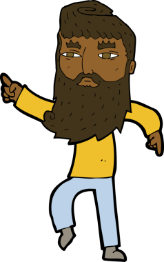 Çizgi filmdeki sakallı adam bir insan tarafından çizilmiş.