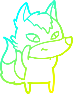 Bir insan tarafından çizilmiş dost canlısı bir kurt çizgi çizimi.