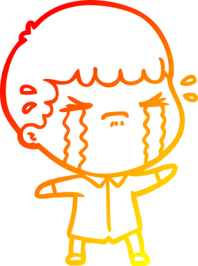 Bir insan tarafından çizilmiş ağlayan bir çizgi film karakteri çizimi.