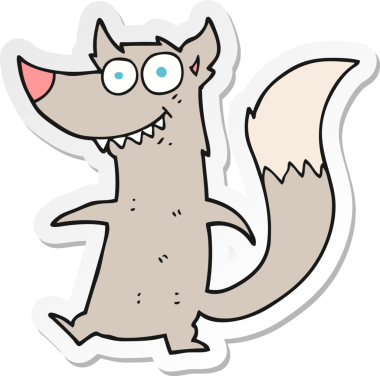 Bir insan tarafından çizilmiş küçük bir kurdun çıkartması.