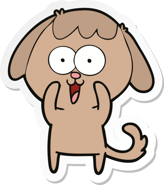 Bir insan tarafından çizilmiş şirin bir köpeğin çıkartması.