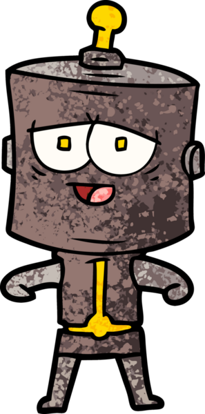 Bir insan tarafından çizilmiş çizgi film robotu