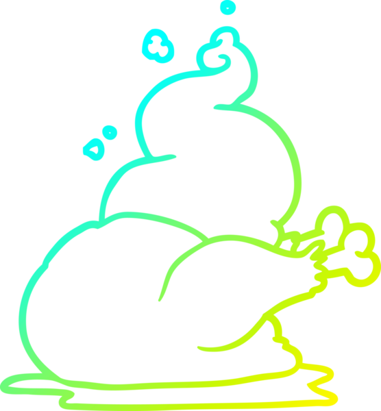 Bir insan tarafından çizilmiş pişmiş bir tavuğun soğuk gradyan çizgisi.