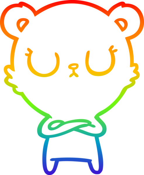 Bir insan tarafından çizilmiş barışçıl bir ayı yavrusunun gökkuşağı gradyanı çizimi