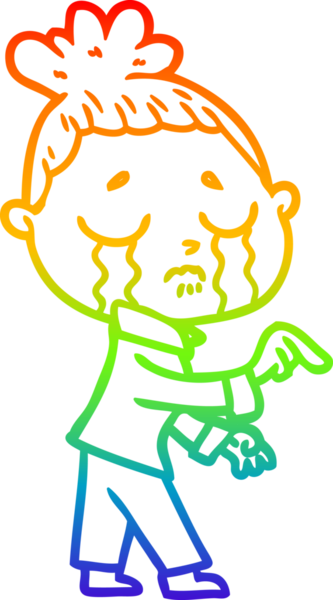 Gökkuşağı gradyan çizimi bir insan tarafından çizilmiş ağlayan bir kadının çizimi