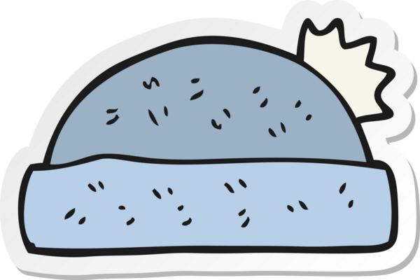 Bir insan tarafından çizilmiş bir kış şapkasının çıkartması.