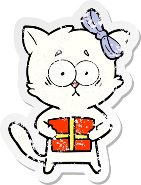 Bir insan tarafından çizilmiş karikatür bir kedinin sıkıntılı çıkartması.