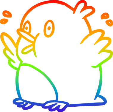 gökkuşağı gradyan çizimi aşırı heyecanlı bir robin bir insan tarafından çizildi