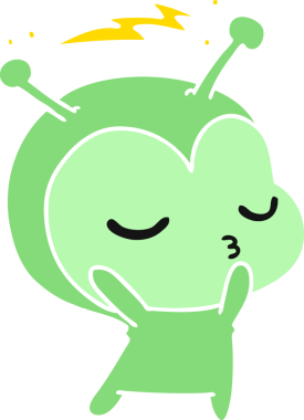 Bir insan tarafından çizilmiş sevimli bir kawaii uzaylının serbest çizimi.