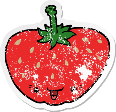 Bir insan tarafından çizilmiş karikatür çileğinin sıkıntılı çıkartması.