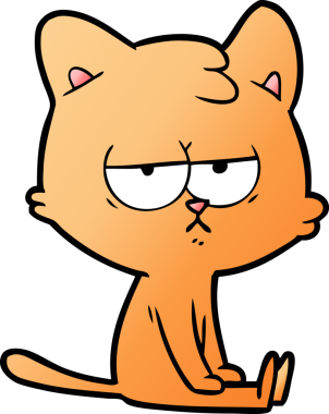 Bir insan tarafından çizilmiş sıkıcı çizgi film kedisi.