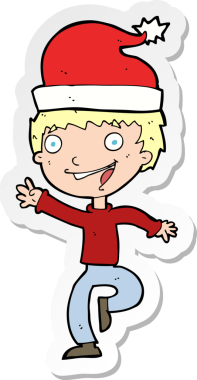 Bir insan tarafından çizilmiş Noel 'e hazır bir karikatürcünün çıkartması.