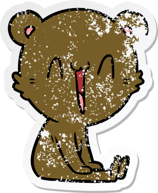 Bir insan tarafından çizilmiş mutlu ayı karikatürünün sıkıntılı çıkartması.