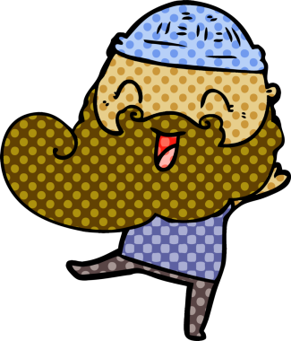 Bir insan tarafından çizilmiş mutlu sakallı adam.