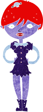 Bir insan tarafından çizilmiş güzel vampir kız çizgi filmi.