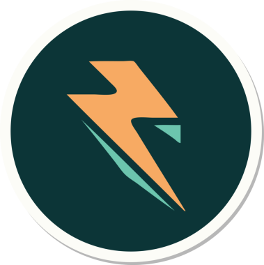 Bir insan tarafından çizilmiş geleneksel yıldırım stili dövme etiketi