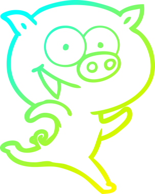 Bir insan tarafından çizilmiş neşeli bir domuz çizgi filminin soğuk gradyanı.