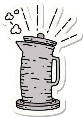 Bir insan tarafından çizilmiş dövme stili kahve sürahisi.