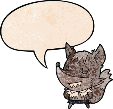 Bir insan tarafından çizilmiş eski tarz konuşma baloncuğu olan cadılar bayramı kurt adam çizgi filmi.