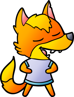 Bir insan tarafından çizilmiş tilki çizgi film karakteri