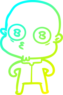 Bir insan tarafından çizilmiş garip, kel bir uzay adamının soğuk çizgi çizimi.