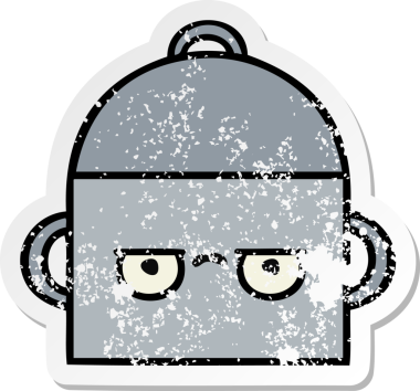 Bir insan tarafından çizilmiş tatlı bir yemek tenceresinin sıkıntılı çıkartması.