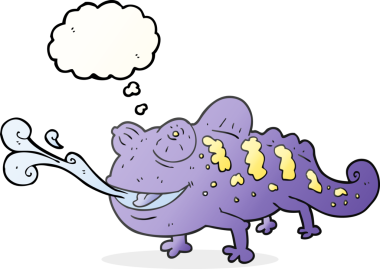 Bir insan tarafından çizilmiş serbest çizim balon karikatür bukalemunu.