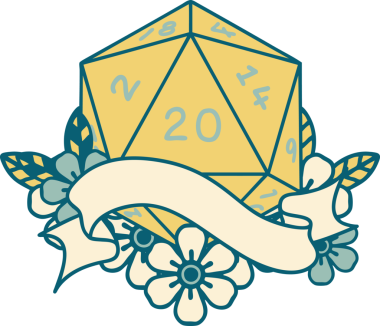 Retro Dövme Biçimi Doğal 20 D20 zar bir insan tarafından çizildi