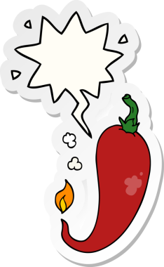 Bir insan tarafından çizilmiş konuşma kabarcığı etiketli kırmızı biber çizgi filmi.