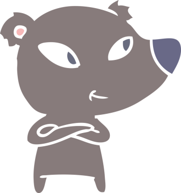 Bir insan tarafından çizilmiş şirin düz renkli çizgi film ayısı.